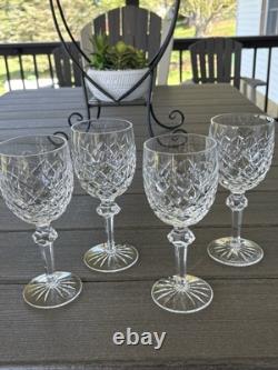 4 Waterford Crystal Powerscourt Wine Water Goblets 7 5/8 Glasses Ireland A