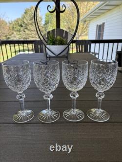 4 Waterford Crystal Powerscourt Wine Water Goblets 7 5/8 Glasses Ireland A