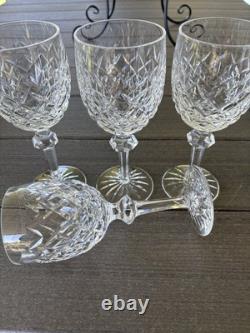 4 Waterford Crystal Powerscourt Wine Water Goblets 7 5/8 Glasses Ireland A