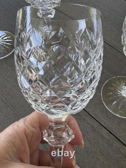 4 Waterford Crystal Powerscourt Wine Water Goblets 7 5/8 Glasses Ireland A