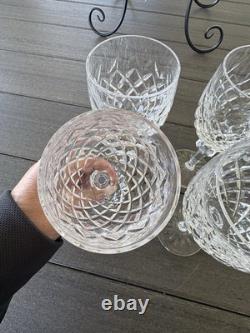 4 Waterford Crystal Powerscourt Wine Water Goblets 7 5/8 Glasses Ireland A