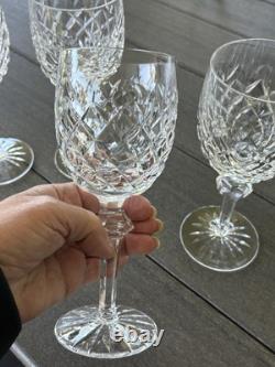 4 Waterford Crystal Powerscourt Wine Water Goblets 7 5/8 Glasses Ireland A
