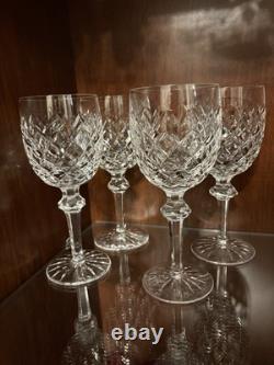 4 Waterford Crystal Powerscourt Wine Water Goblets 7 5/8 Glasses Ireland A
