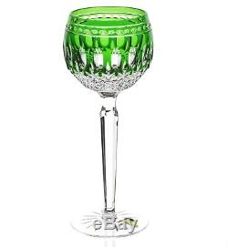 4 Waterford Emerald Green Cut to Clear Crystal Clarendon Wine Hocks Goblets New