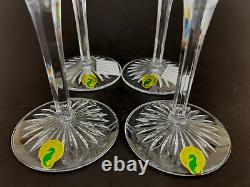 4 Waterford Kelley Criss Cross Fan Cut Lead Crystal Red Wine Glasses 8 1/2'' NWT