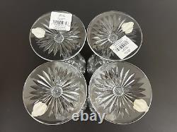 4 Waterford Kelley Criss Cross Fan Cut Lead Crystal Red Wine Glasses 8 1/2'' NWT