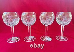 4 Waterford Lismore Balloon Wine Hocks Wine Glasses Goblets 7-1/8 Excellent