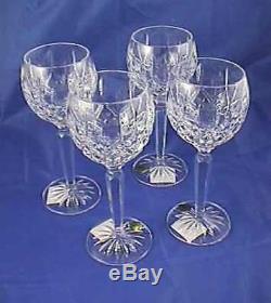 4 Waterford Lismore Crystal Balloon Wine Hock Glasses NIB 6oz. No. 6003180800