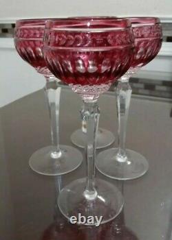 4 Wedgwood Crown Ruby Wine Hock Crystal 8 1/4 Glasses