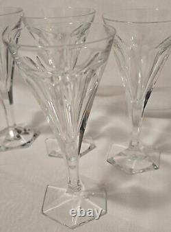 4 Wine Glasses Crystal Val Saint Lambert Model HAFNIA