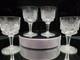 (4) Wine Glasses Goblets, American Brilliant Period Cut Glass Crystal Monogram D