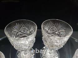 (4) Wine Glasses Goblets, American Brilliant Period Cut Glass Crystal Monogram D