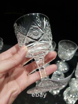(4) Wine Glasses Goblets, American Brilliant Period Cut Glass Crystal Monogram D