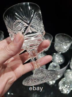 (4) Wine Glasses Goblets, American Brilliant Period Cut Glass Crystal Monogram D