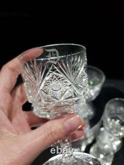 (4) Wine Glasses Goblets, American Brilliant Period Cut Glass Crystal Monogram D