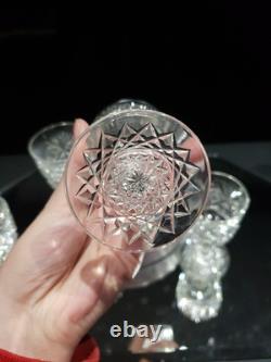 (4) Wine Glasses Goblets, American Brilliant Period Cut Glass Crystal Monogram D