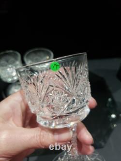 (4) Wine Glasses Goblets, American Brilliant Period Cut Glass Crystal Monogram D