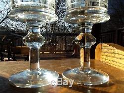(4) Wine Goblets Chalice glasses crystal etch cut dot arch Husar Kosta Boda rare
