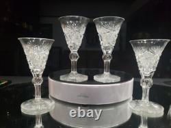 (4) Wine Sherry glasses, American Brilliant cut Glass crystal Dorflinger Hoare