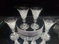 (4) Wine Sherry glasses, American Brilliant cut Glass crystal Dorflinger Hoare