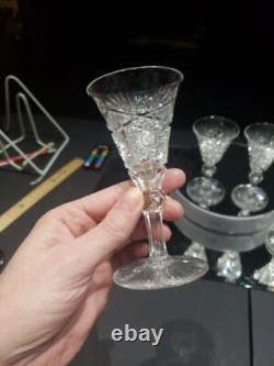 (4) Wine Sherry glasses, American Brilliant cut Glass crystal Dorflinger Hoare