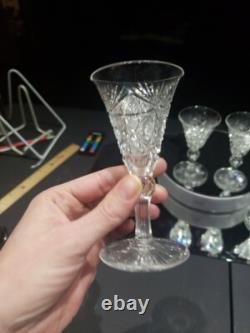 (4) Wine Sherry glasses, American Brilliant cut Glass crystal Dorflinger Hoare