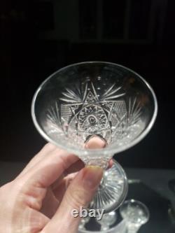 (4) Wine Sherry glasses, American Brilliant cut Glass crystal Dorflinger Hoare