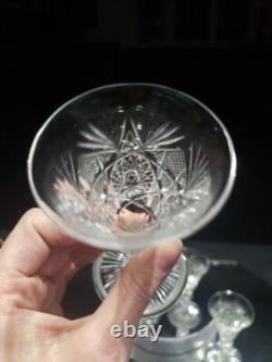 (4) Wine Sherry glasses, American Brilliant cut Glass crystal Dorflinger Hoare