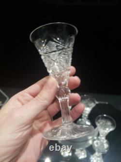 (4) Wine Sherry glasses, American Brilliant cut Glass crystal Dorflinger Hoare