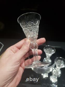 (4) Wine Sherry glasses, American Brilliant cut Glass crystal Dorflinger Hoare