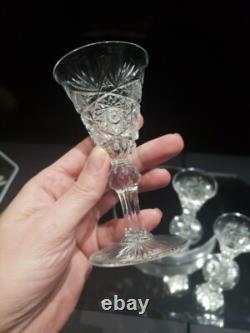 (4) Wine Sherry glasses, American Brilliant cut Glass crystal Dorflinger Hoare
