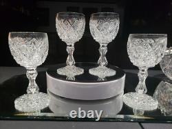4 wine glasses American Brilliant Cut Glass Crystal Raleigh Kelly & Steinman