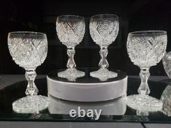 4 wine glasses American Brilliant Cut Glass Crystal Raleigh Kelly & Steinman
