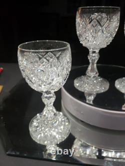 4 wine glasses American Brilliant Cut Glass Crystal Raleigh Kelly & Steinman