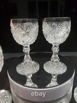 4 wine glasses American Brilliant Cut Glass Crystal Raleigh Kelly & Steinman