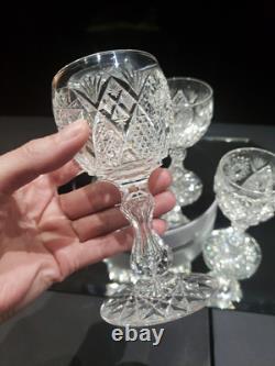 4 wine glasses American Brilliant Cut Glass Crystal Raleigh Kelly & Steinman