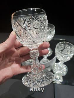 4 wine glasses American Brilliant Cut Glass Crystal Raleigh Kelly & Steinman