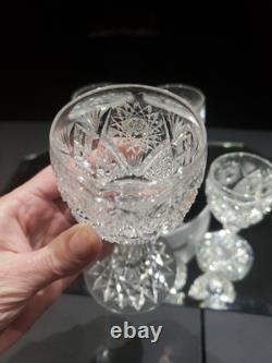4 wine glasses American Brilliant Cut Glass Crystal Raleigh Kelly & Steinman