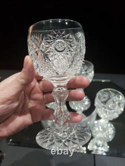 4 wine glasses American Brilliant Cut Glass Crystal Raleigh Kelly & Steinman