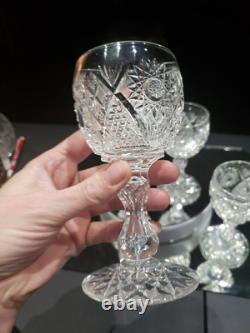 4 wine glasses American Brilliant Cut Glass Crystal Raleigh Kelly & Steinman