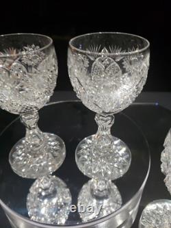 4 wine glasses American Brilliant Cut Glass Crystal Raleigh Kelly & Steinman