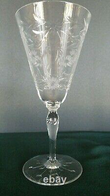 44 Antique KOSTA Sweden Cut and Etched Crystal Water, Wine, Champagne Glasses