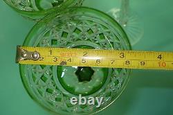 4pc Crystal Waterford Chartreuse lime green hock drinking wine / water glass