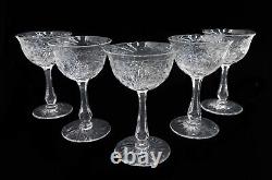 5 American Cut Glass Emulating Rock Crystal Liquor Wine Goblets c1940