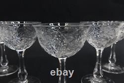 5 American Cut Glass Emulating Rock Crystal Liquor Wine Goblets c1940