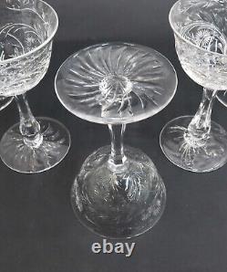 5 American Cut Glass Emulating Rock Crystal Liquor Wine Goblets c1940