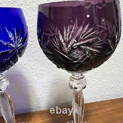 5 Anna Hutte Hand Cut-To-Clear Multicolor Hock Wine Goblets 24% Lead 8German