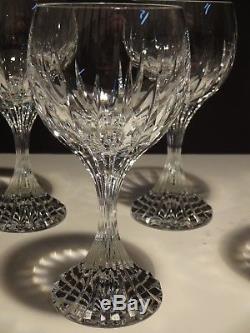 5 Baccarat Crystal Massena Claret Wine Glasses Signed 6 3/8