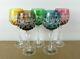 5 Beyer Crystal Wine Hock Goblets Glasses Red Green Blue Cut 2 Clear (ie@b4)