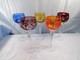 5 Bohemian Cut-to-Clear Crystal Wine Hocks Goblets Ruby Blue Orange Amber Purple